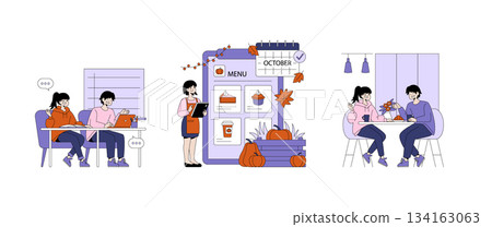 autumn, vector, friend 134163063