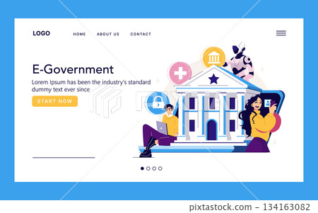 Vector illustration depicting e-government services with people interacting with digital platforms. Shows government building, icons of healthcare, security, and technology. Highlights digital Vector illustration depicting e-government services with people interacting with digital platforms. Shows government building, icons of healthcare, security, and technology. Highlights digital 134163082