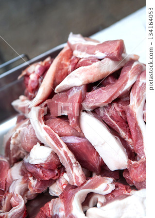 Close up of meat in the butcher shop 134164053