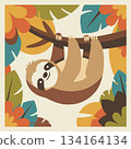 Serene Sloth Illustration 134164134