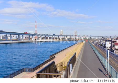 Near the mouth of the Nakagawa River, Edogawa Ward, Tokyo December 2025 134164310