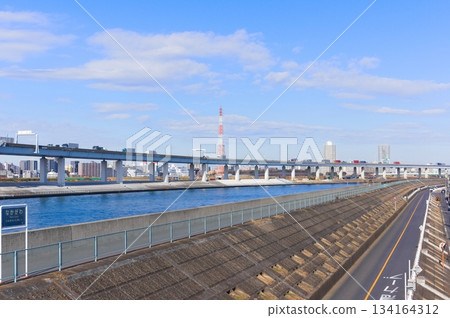 Near the mouth of the Nakagawa River, Edogawa Ward, Tokyo December 2025 134164312