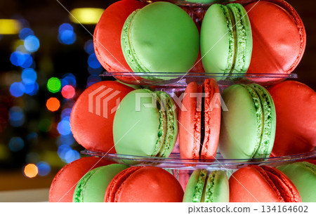 Colorful desserts arranged in display at festive event during holiday season 134164602
