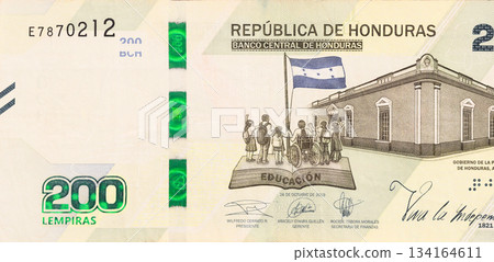 Country monetary authority releases 200 lempira banknote as part of its standard currency. 134164611