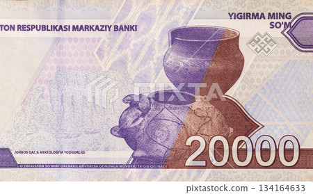 State bank Ozbekiston Respublikasi issued 20000 som banknote authorized for monetary use in Uzbekistan. 134164633