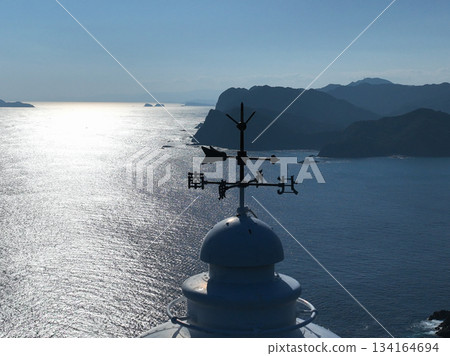 Weather vane at Asehinohana Lighthouse in Minami Town, Tokushima Prefecture Weather vane at Asehinohana Lighthouse in Minami Town, Tokushima Prefecture 134164694
