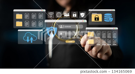 Cybersecurity login interface for file protection Parse 134165069