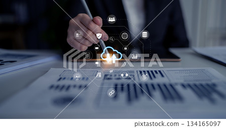 Cloud storage and digital file management network concept Parse Cloud storage and digital file management network concept Parse 134165097