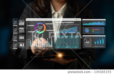 Financial data dashboard and budget analysis concept Parse Financial data dashboard and budget analysis concept Parse 134165155