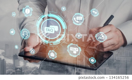 Online help and FAQ customer support service Funnel 134165256