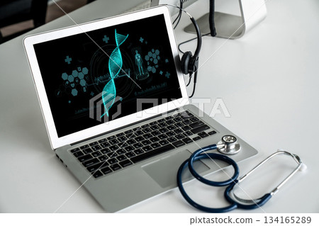 Medical science technology and futuristic healthcare computer software brisk 134165289