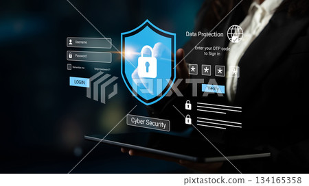 Secure Login Interface with Cyber Security Elements and Protection Shield on Digital Tablet Display for Online Security Concepts Gantry Secure Login Interface with Cyber Security Elements and Protection Shield on Digital Tablet Display for Online Security Concepts Gantry 134165358