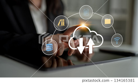 Cloud computing and digital data integration network concept Parse Cloud computing and digital data integration network concept Parse 134165381