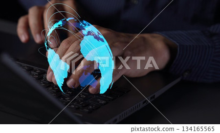 Global network connection visualization showing data exchange Thunk Global network connection visualization showing data exchange Thunk 134165565