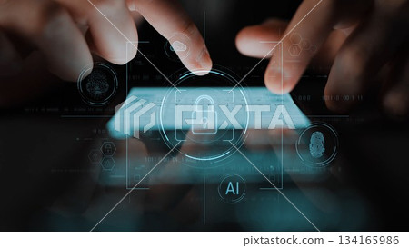 Cybersecurity System Interface with Biometric Digital Lock Marrow 134165986