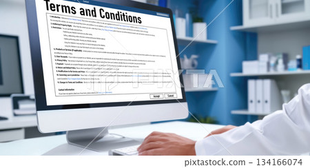 Digital legal contract provide terms and conditions document brisk on screen 134166074