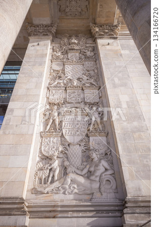 [Germany] Historical intricate carvings on the walls of the Reichstag building in Berlin 134166720