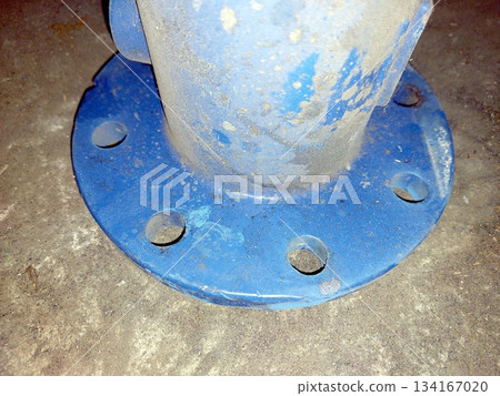 Flange and Shut off Valve Showing Connection Points on Industrial Equipment at a Work Site Flange and Shut off Valve Showing Connection Points on Industrial Equipment at a Work Site 134167020