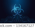 Digital Biohazard Symbol on Circuit Board Low Poly Medical Safety Cyber Threat Vector Illustration 134167127