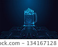Digital Beer Mug on Circuit Board, Brewery Drink Cyber Festival Futuristic Vector Illustration 134167128