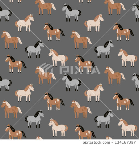 seamless, pattern, horse 134167387