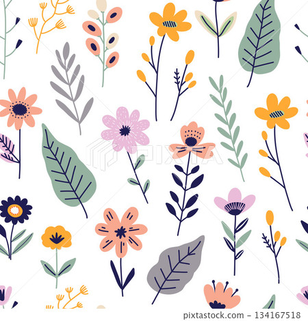seamless, pattern, flower 134167518