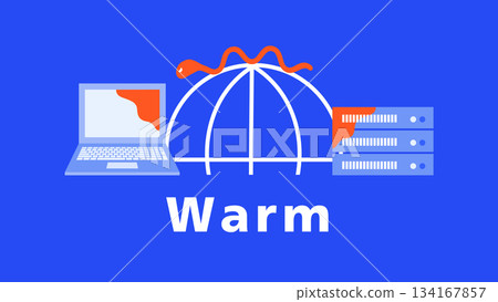 蠕蟲型惡意軟體在網路中傳播的示意圖 134167857