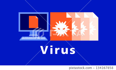 An illustration of a computer virus multiplying on a desktop 134167858