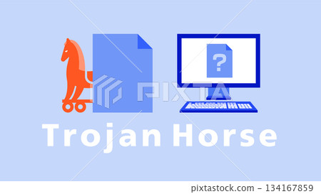 Illustration of Trojan horse malware disguised as a regular document Illustration of Trojan horse malware disguised as a regular document 134167859