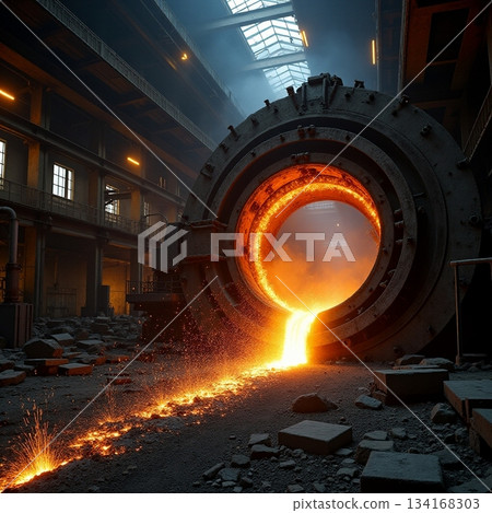 AI generated Metallurgy engineer observing largescale molten metal transfer activities 134168303