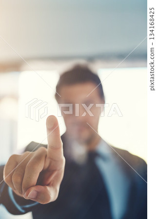 Fingerprint, security and a business man user in his office with touchscreen technology to access information. Biometrics, software or data with a male employee using a touch screen dashboard at work Fingerprint, security and a business man user in his office with touchscreen technology to access information. Biometrics, software or data with a male employee using a touch screen dashboard at work 134168425