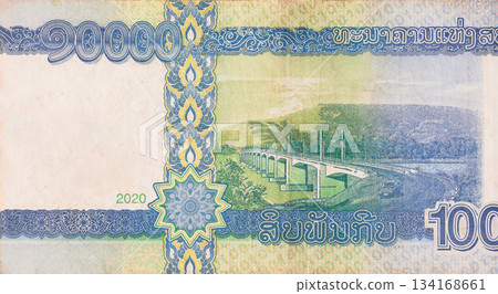 Certified by Laos central bank, denomination 10000 Kip banknote circulation is legal tender at Lao Certified by Laos central bank, denomination 10000 Kip banknote circulation is legal tender at Lao 134168661