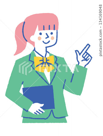 女學生朝著目標前進_顏色 女學生朝著目標前進_顏色 134169048
