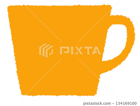 Flat and simple yellow mug illustration material 134169100