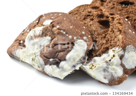 expired chocolate flavored bread white mold 134169434
