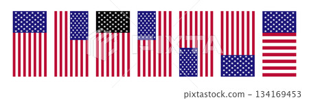 USA banner background with vertical stripes and star symbolizing patriotism and national identity. 134169453