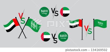 UAE vs. Saudi Arabia Soccer Match-Up: International Flags & Competition Graphics. UAE vs. Saudi Arabia Soccer Match-Up: International Flags & Competition Graphics. 134169502