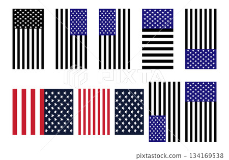 Stylized american flags banner background with vertical stripes and star symbolizing patriotism and national identity. 134169538