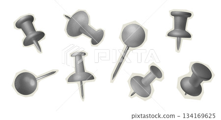 Paper Sticker Pin Paper pin stickers for halftone collages - Stock Illustration ...