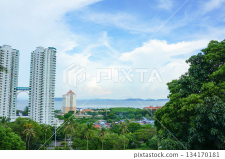 View of the town from Penang Island, Malaysia 134170181