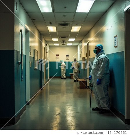 AI generated Quarantine response team hospital decontamination shift 134170361