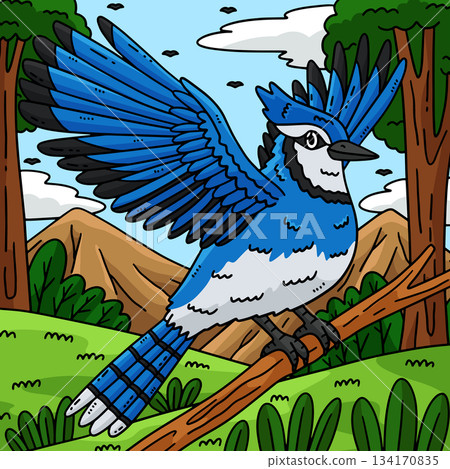 Forest Animal Jay Bird Colored Cartoon Forest Animal Jay Bird Colored Cartoon 134170835