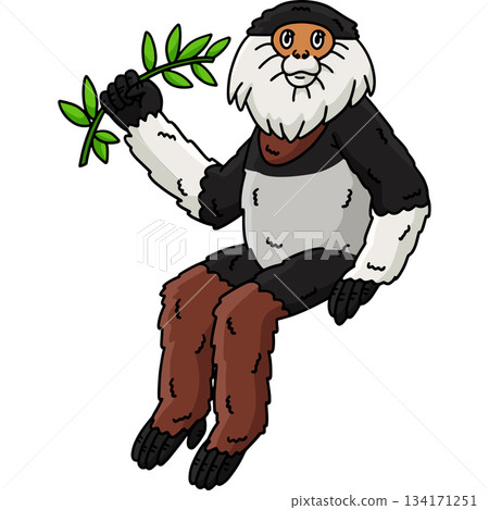 Douc Langur Monkey Cartoon Colored Clipart  134171251