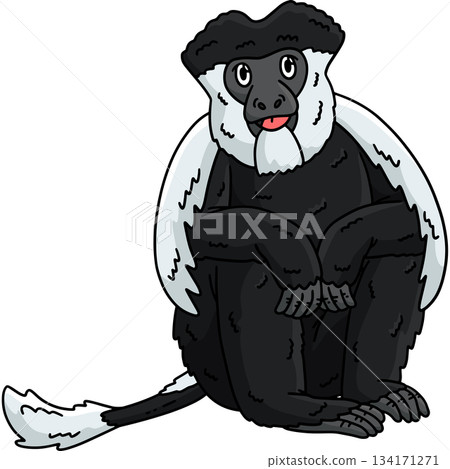 Black and White Colobus Monkey Cartoon Clipart Black and White Colobus Monkey Cartoon Clipart 134171271
