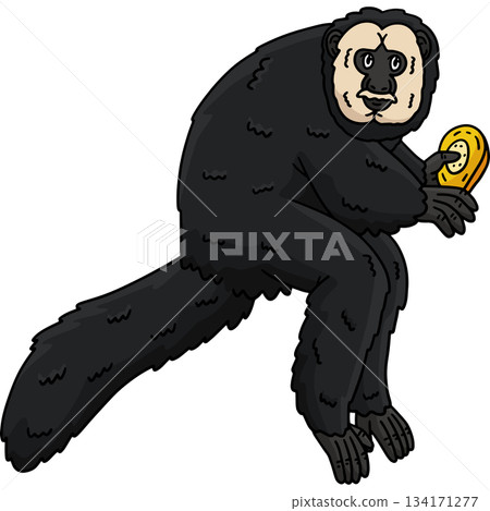 White Faced Saki Monkey Cartoon Colored Clipart  134171277