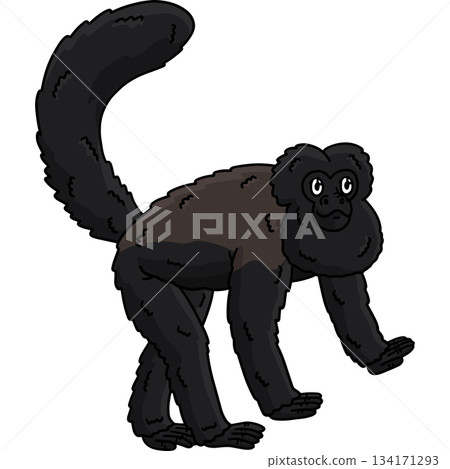 Bearded Saki Monkey Cartoon Colored Clipart  134171293