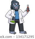 Gorilla Scientist at the Lab Cartoon Clipart  134171295