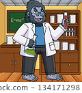 Gorilla Scientist at the Lab Colored Cartoon  134171298