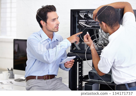 Hardware, information technology and engineering professional men repair motherboard in server room. Manufacturing or service, maintenance or technician and male coworkers support in office. Hardware, information technology and engineering professional men repair motherboard in server room. Manufacturing or service, maintenance or technician and male coworkers support in office. 134171737