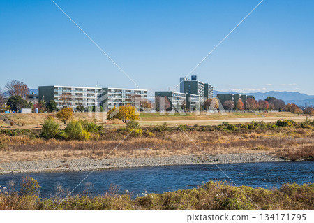 京都桂川初冬景色 134171795